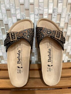 Birkenstock Betula Leopard Strap Sandals Sz 36 Eu L5